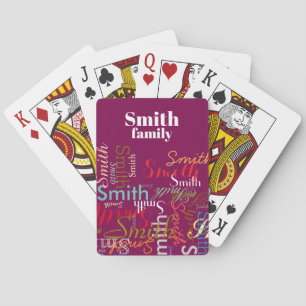 Colourful Family Name Repeated wine-colour Playing Cards