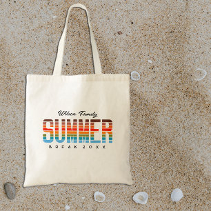 Colourful Family Summer Sunset Beach Vacation Tote Bag