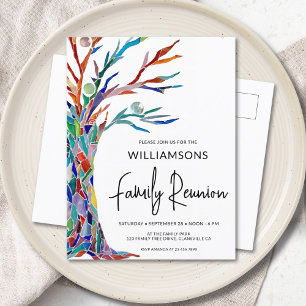 Colourful Family Tree Family Reunion  Invitation Postcard