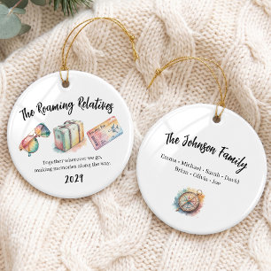 Colourful Family Vacation Crew Group Ceramic Tree Decoration