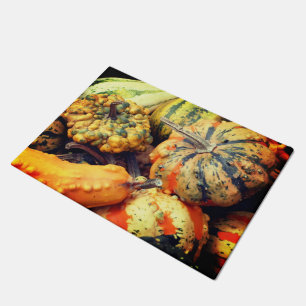 Colourful Fancy Gourds Close Up  Doormat