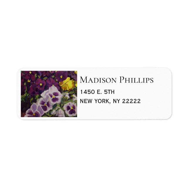 Colourful Fancy Pants Pansies Return Address (Front)