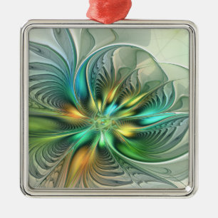 Colourful Fantasy Abstract Flower Fractal Art Metal Tree Decoration