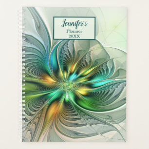 Colourful Fantasy Abstract Flower Fractal Art Name Planner