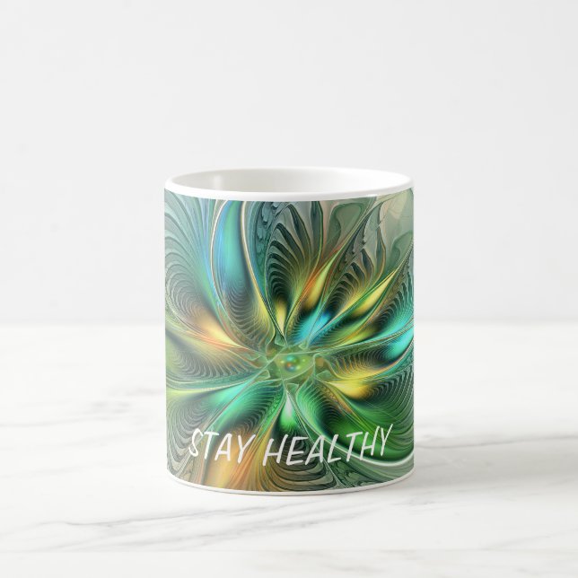 Colourful Fantasy Abstract Flower Fractal Art Text Coffee Mug (Center)