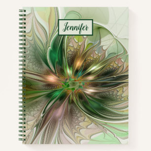 Colourful Fantasy Abstract Fractal Art Flower Name Notebook