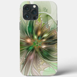 Colourful Fantasy Abstract Fractal Flower Initials iPhone 13 Pro Max Case