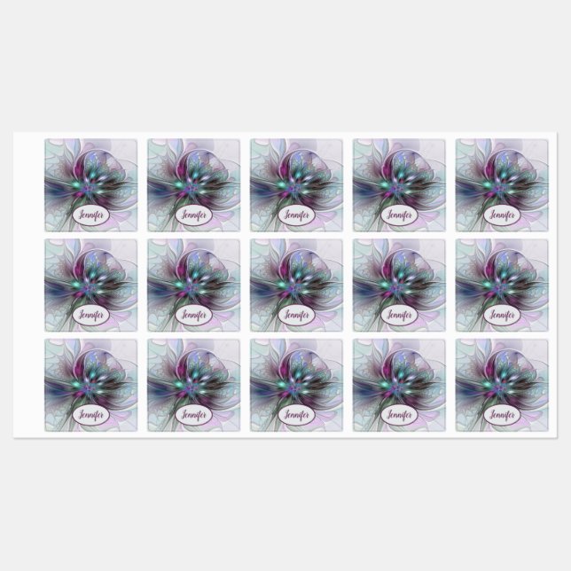 Colourful Fantasy Abstract Fractal Flower Own Name (Sheet)
