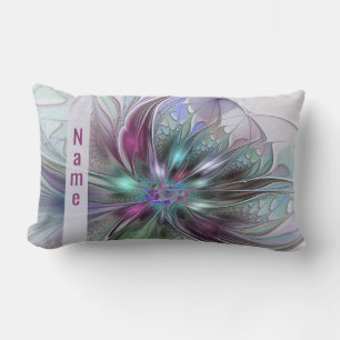 Colourful Fantasy Abstract Modern Art Flower Name Lumbar Cushion