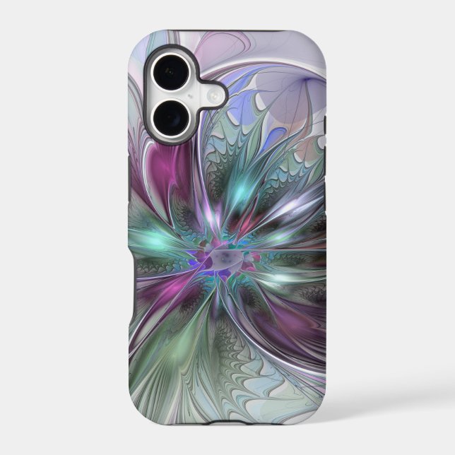 Colourful Fantasy Abstract Modern Fractal Flower (Back)