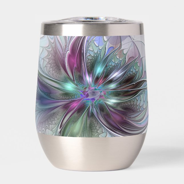 Colourful Fantasy Abstract Modern Fractal Flower (Front)