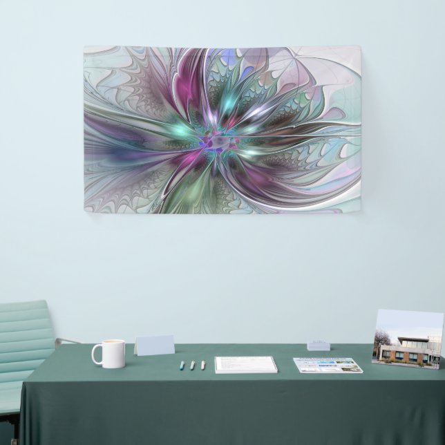 Colourful Fantasy Abstract Modern Fractal Flower Banner (Tradeshow)