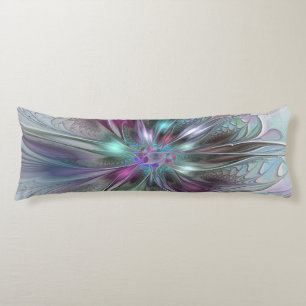 Colourful Fantasy Abstract Modern Fractal Flower Body Cushion