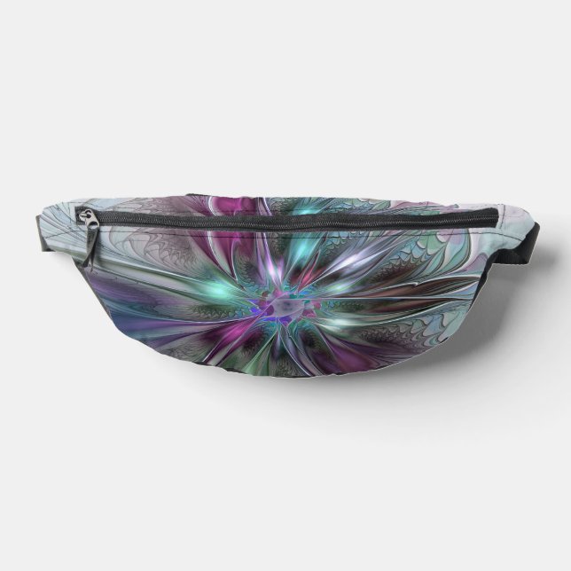 Colourful Fantasy Abstract Modern Fractal Flower Bum Bags (Lay Down)