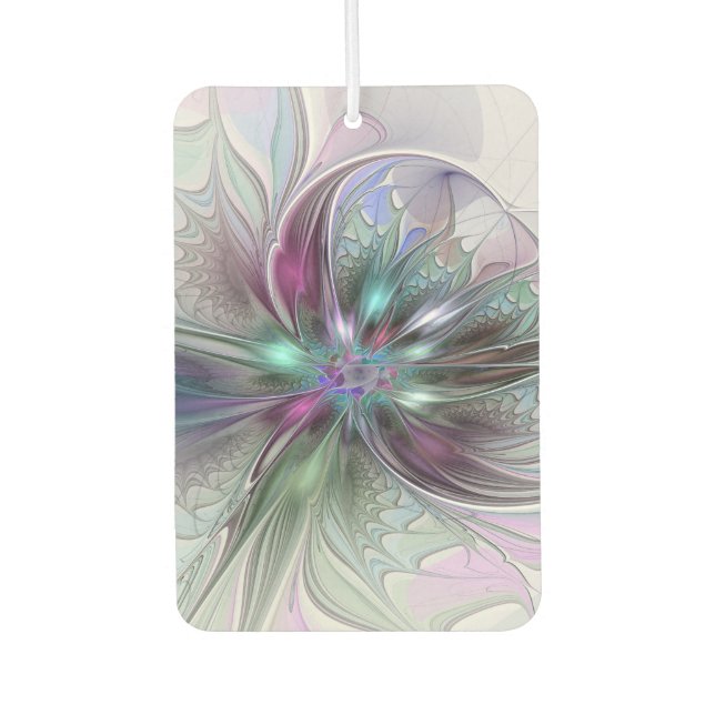 Colourful Fantasy Abstract Modern Fractal Flower Car Air Freshener (Front)
