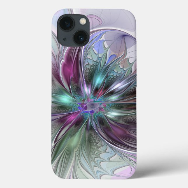 Colourful Fantasy Abstract Modern Fractal Flower Case-Mate iPhone Case (Back)