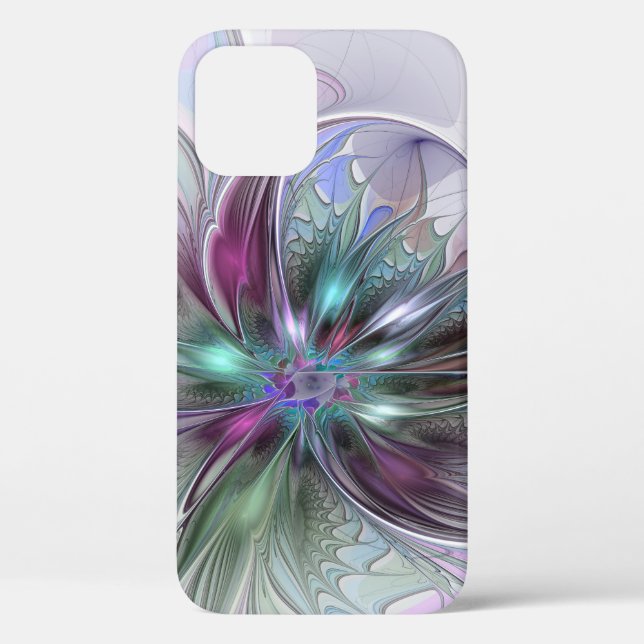 Colourful Fantasy Abstract Modern Fractal Flower Case-Mate iPhone Case (Back)