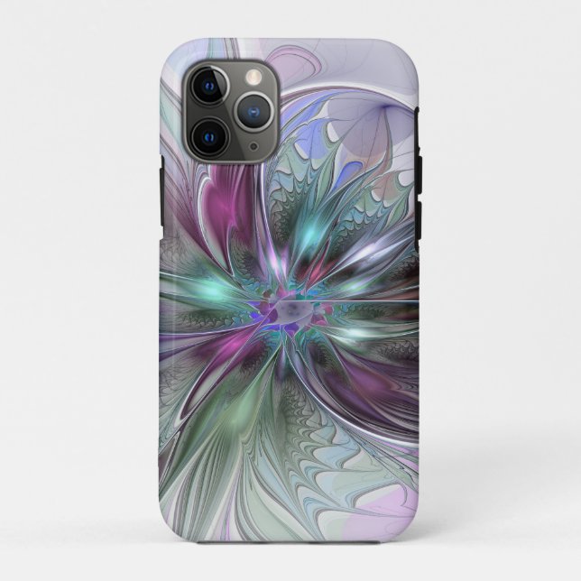 Colourful Fantasy Abstract Modern Fractal Flower Case-Mate iPhone Case (Back)