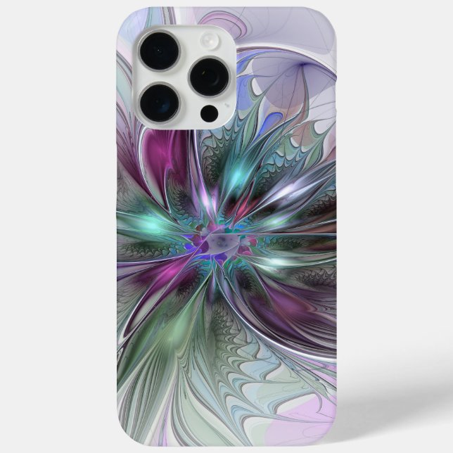 Colourful Fantasy Abstract Modern Fractal Flower Case-Mate iPhone Case (Back)