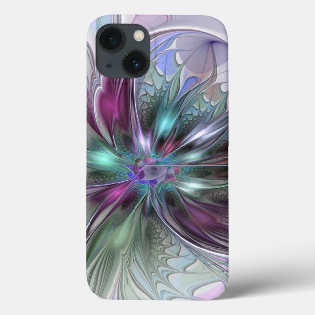 Colourful Fantasy Abstract Modern Fractal Flower Case-Mate iPhone Case (Back)