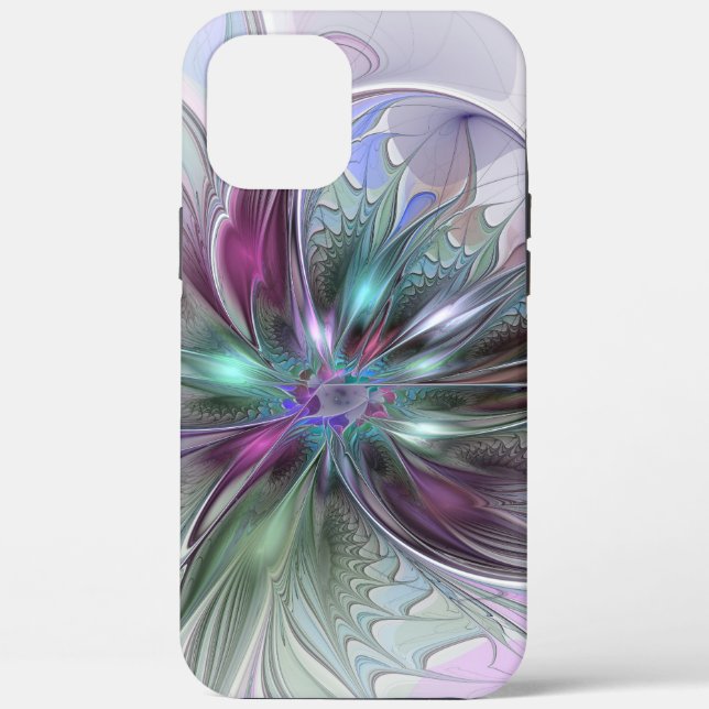 Colourful Fantasy Abstract Modern Fractal Flower Case-Mate iPhone Case (Back)