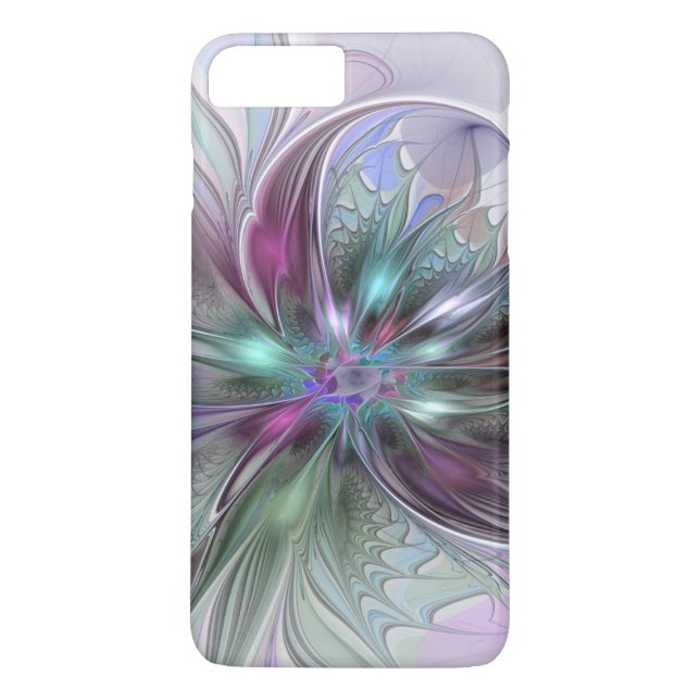 Colourful Fantasy Abstract Modern Fractal Flower Case-Mate iPhone Case (Back)