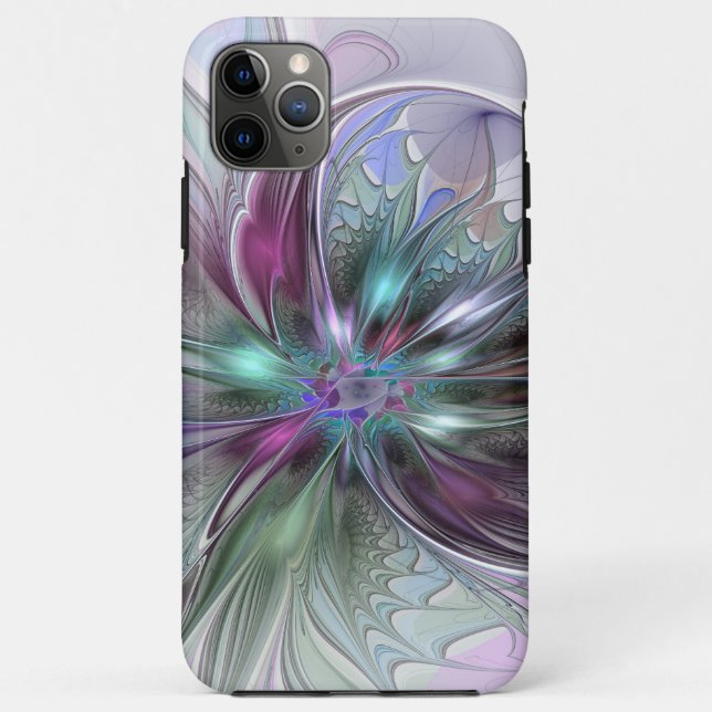 Colourful Fantasy Abstract Modern Fractal Flower Case-Mate iPhone Case (Back)