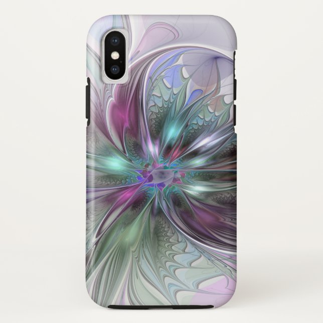 Colourful Fantasy Abstract Modern Fractal Flower Case-Mate iPhone Case (Back)