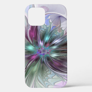 Colourful Fantasy Abstract Modern Fractal Flower iPhone 12 Case
