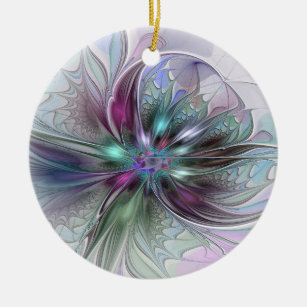 Colourful Fantasy Abstract Modern Fractal Flower Ceramic Tree Decoration