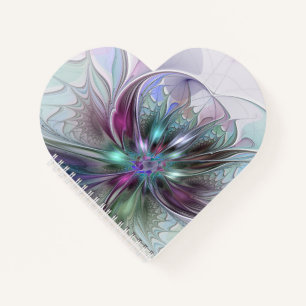 Colourful Fantasy Abstract Modern Fractal Flower Notebook