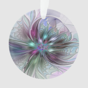 Colourful Fantasy Abstract Modern Fractal Flower Ornament