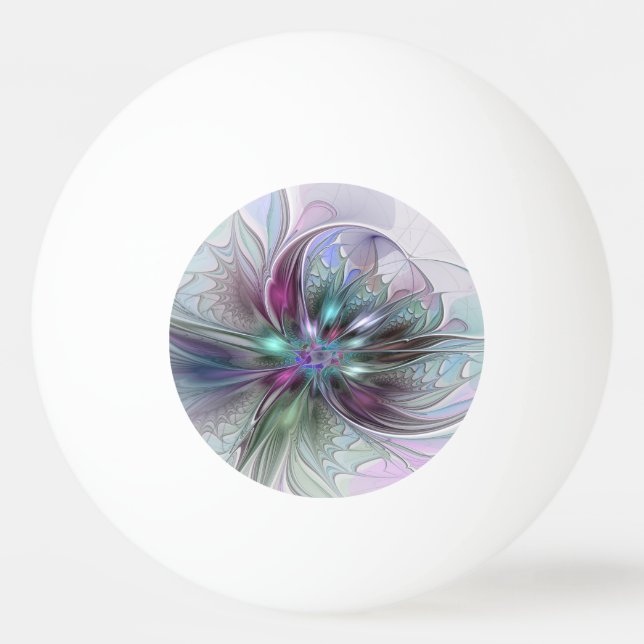 Colourful Fantasy Abstract Modern Fractal Flower Ping Pong Ball (Front)