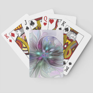 Colourful Fantasy Abstract Modern Fractal Flower Playing Cards