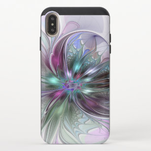 Colourful Fantasy Abstract Modern Fractal Flower iPhone XS Max Slider Case
