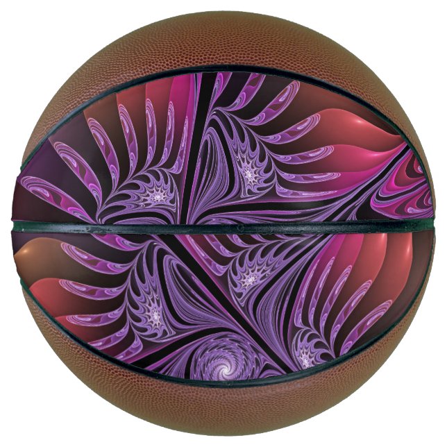 Colourful Fantasy Abstract Modern Purple Fractal Basketball (Front)
