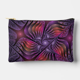 Colourful Fantasy Abstract Trippy Purple Fractal Accessory Pouch