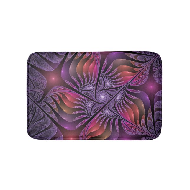 Colourful Fantasy Abstract Trippy Purple Fractal Bath Mat (Front)