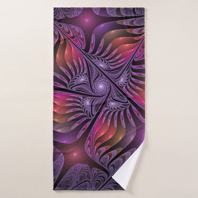 Colourful Fantasy Abstract Trippy Purple Fractal Bath Towel (Bath Towel)