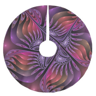 Colourful Fantasy Abstract Trippy Purple Fractal Brushed Polyester Tree Skirt