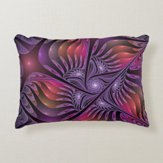 Colourful Fantasy Abstract Trippy Purple Fractal Decorative Cushion