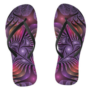 Colourful Fantasy Abstract Trippy Purple Fractal Jandals