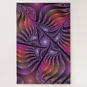 Colourful Fantasy Abstract Trippy Purple Fractal Jigsaw Puzzle