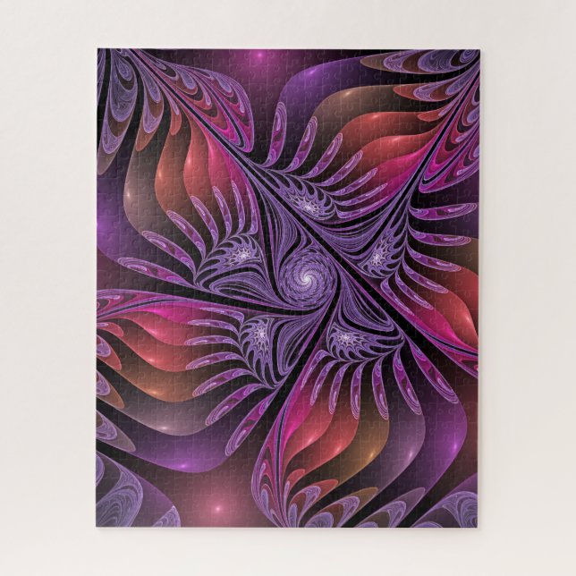 Colourful Fantasy Abstract Trippy Purple Fractal Jigsaw Puzzle (Vertical)