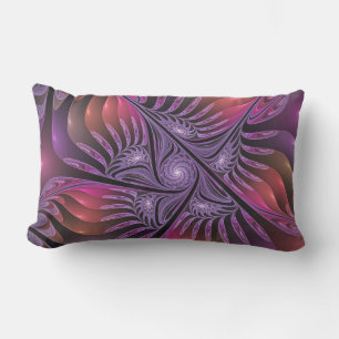 Colourful Fantasy Abstract Trippy Purple Fractal Lumbar Cushion