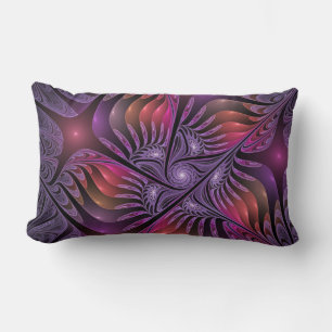 Colourful Fantasy Abstract Trippy Purple Fractal Lumbar Cushion