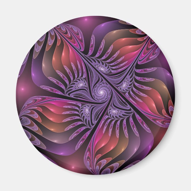 Colourful Fantasy Abstract Trippy Purple Fractal Magnet (Front)