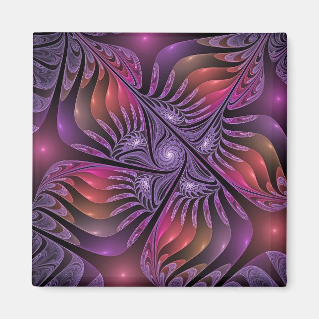 Colourful Fantasy Abstract Trippy Purple Fractal Magnet (Front)