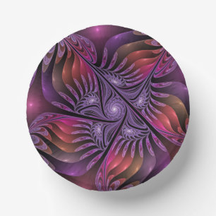 Colourful Fantasy Abstract Trippy Purple Fractal Paper Plate