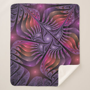 Colourful Fantasy Abstract Trippy Purple Fractal Sherpa Blanket